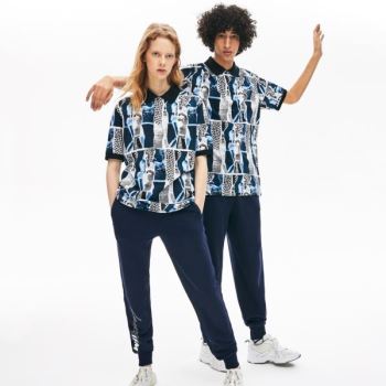 Lacoste LIVE Loose Fit Graphic Print Cotton Polo Shirt Pánské - Polo Fialové / Žluté / Bílé | CZ-zcg